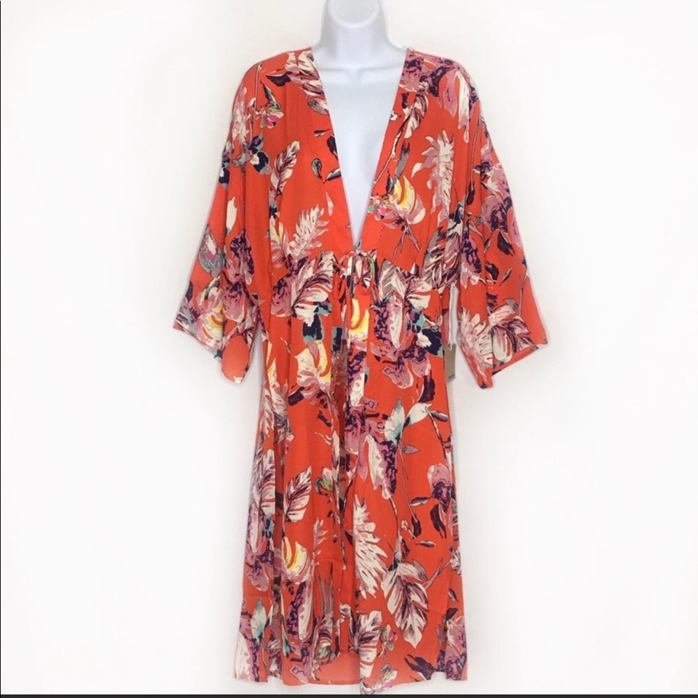 💋 Dolman Sleeve Floral Print Kimono/Coverup